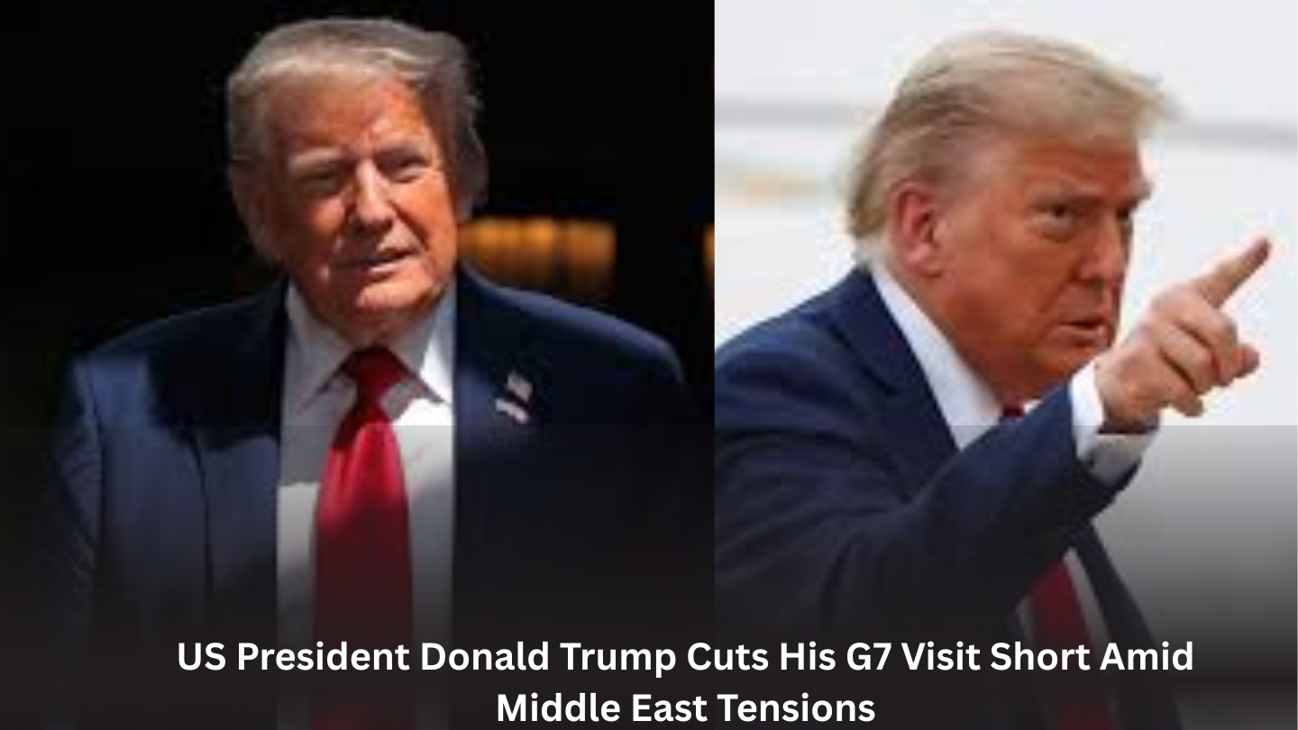 US President Donald Trump speaks to reporters before leaving the G7 summit amid rising Middle East tensions
